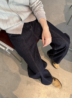 Nick Tian 柔软直筒牛仔裤长裤男秋冬新款韩版老钱风宽松休闲百搭