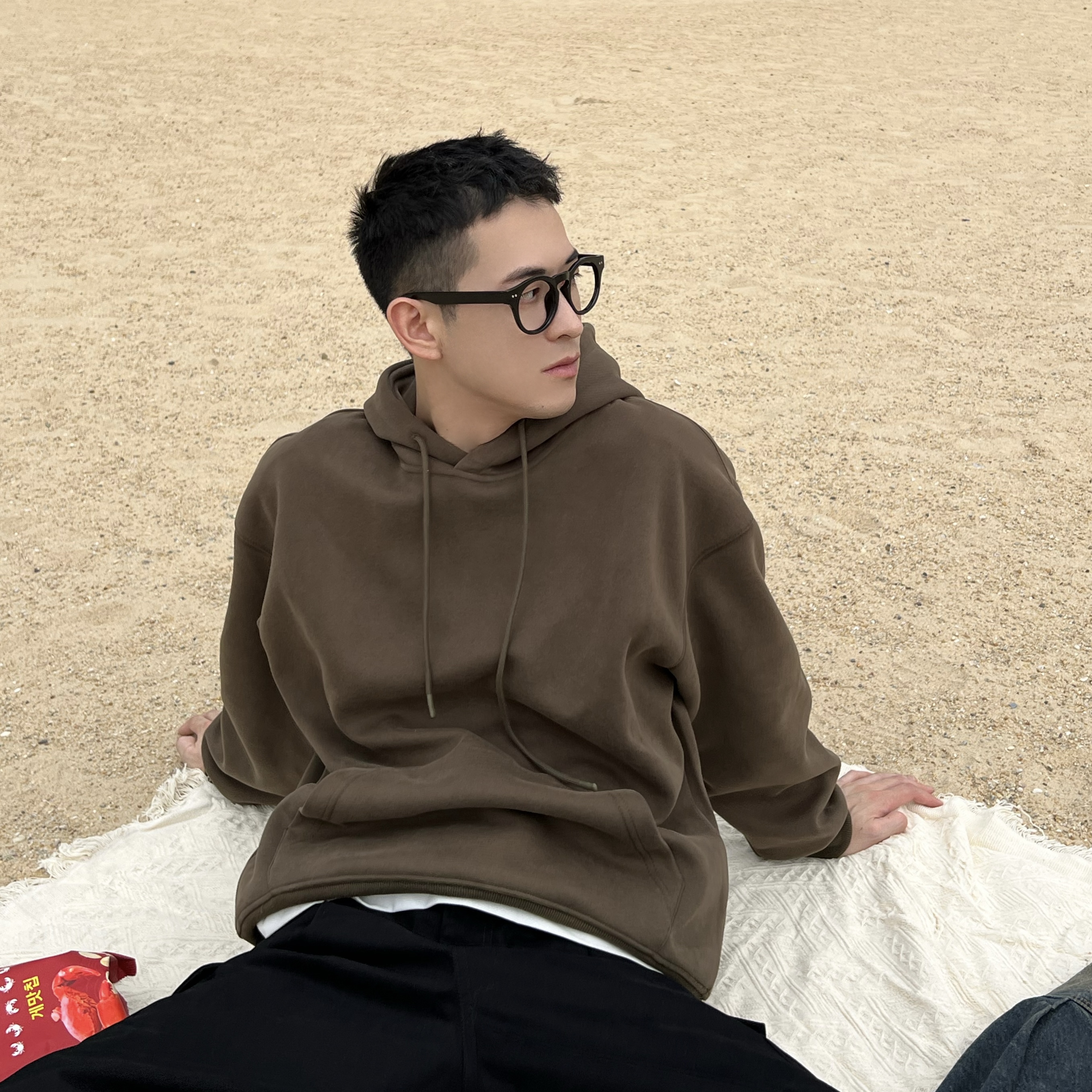 休闲百搭复古潮流套头连帽卫衣