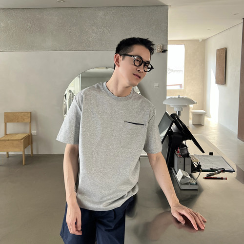 NickTian纯色极简灰色短袖T恤