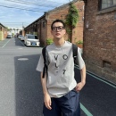 nick tian 美式潮牌夏季新款短袖男复古简约浮雕印花宽松百搭T恤