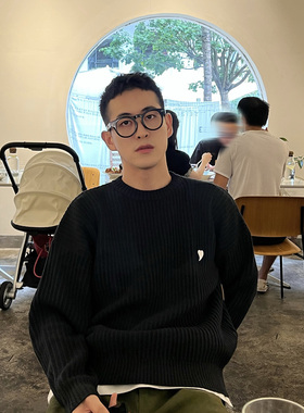 nick tian 韩系高级感小爱心针织毛衣男秋冬宽松慵懒风肌理感上衣