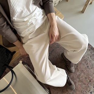 男秋冬新款 Nick 杏色直筒牛仔裤 厚款 韩系极简风宽松休闲百搭 Tian