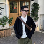 tian 宽松短款 黑色修身 开衫 nick 新款 长袖 男2024秋季 针织上衣外套