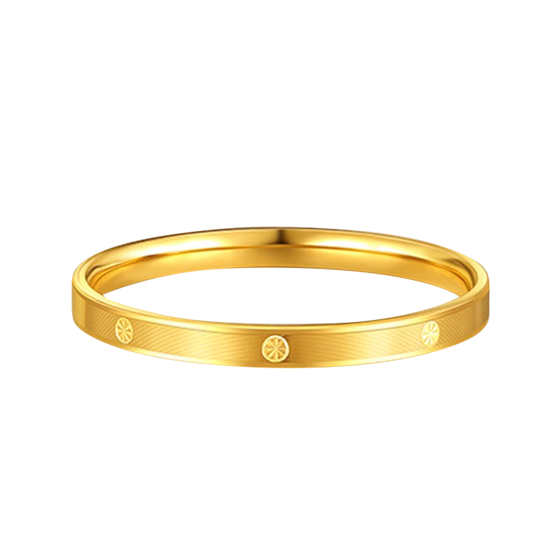 黄金车花手镯女款999足金时尚简约拉丝手环5D硬金轻奢百搭金镯子