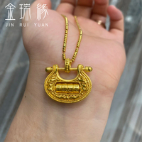 古法黃金鎖包吊墜999足金平安富貴可轉(zhuǎn)動純金項鏈送寶寶滿月禮物