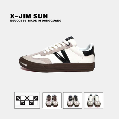 击上滑板鞋2025新款时尚厚底板鞋显脚小复古休闲鞋铂金白