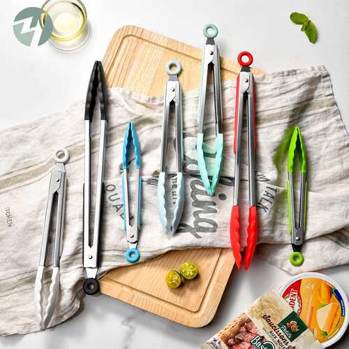 耐高温硅胶食物夹 防滑食品夹面包夹烧烤夹烘焙工具Kitchen tongs