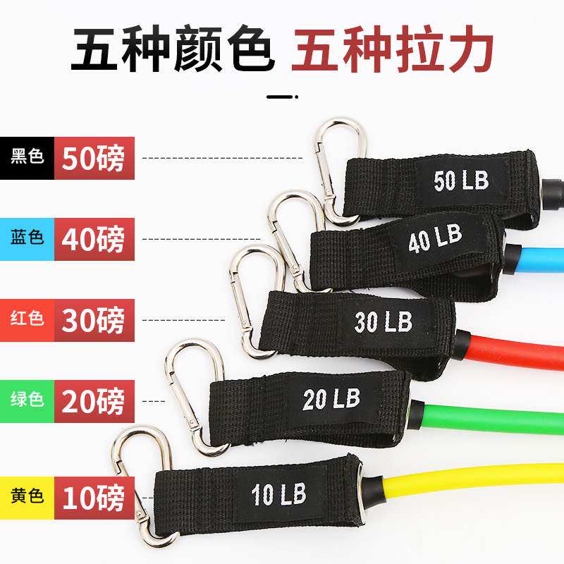 TPE11件套拉力器带标150磅男女家用健身弹力绳拉力带肌肉训练套装