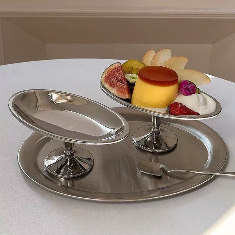 304不锈钢高脚点心甜品杯INS博主同款网红冰激凌布丁杯餐前小吃盘