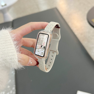 6pro男女生时尚 硅胶腕带荣耀9智能运动手环六七八九代band7 替换带云顶创想 豹纹款 适用华为手环9表带8NFC新款