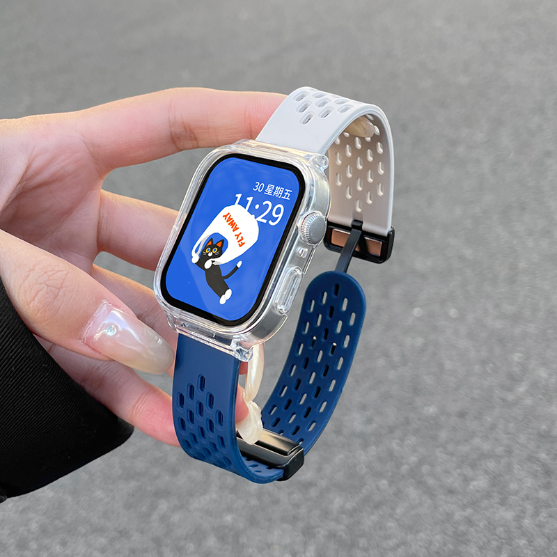 适用红米手表网洞硅胶磁吸扣表带