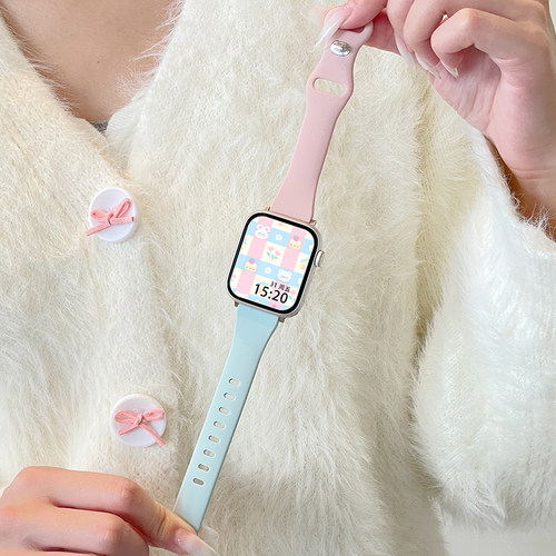 适用红米手表撞色蝴蝶扣硅胶表带