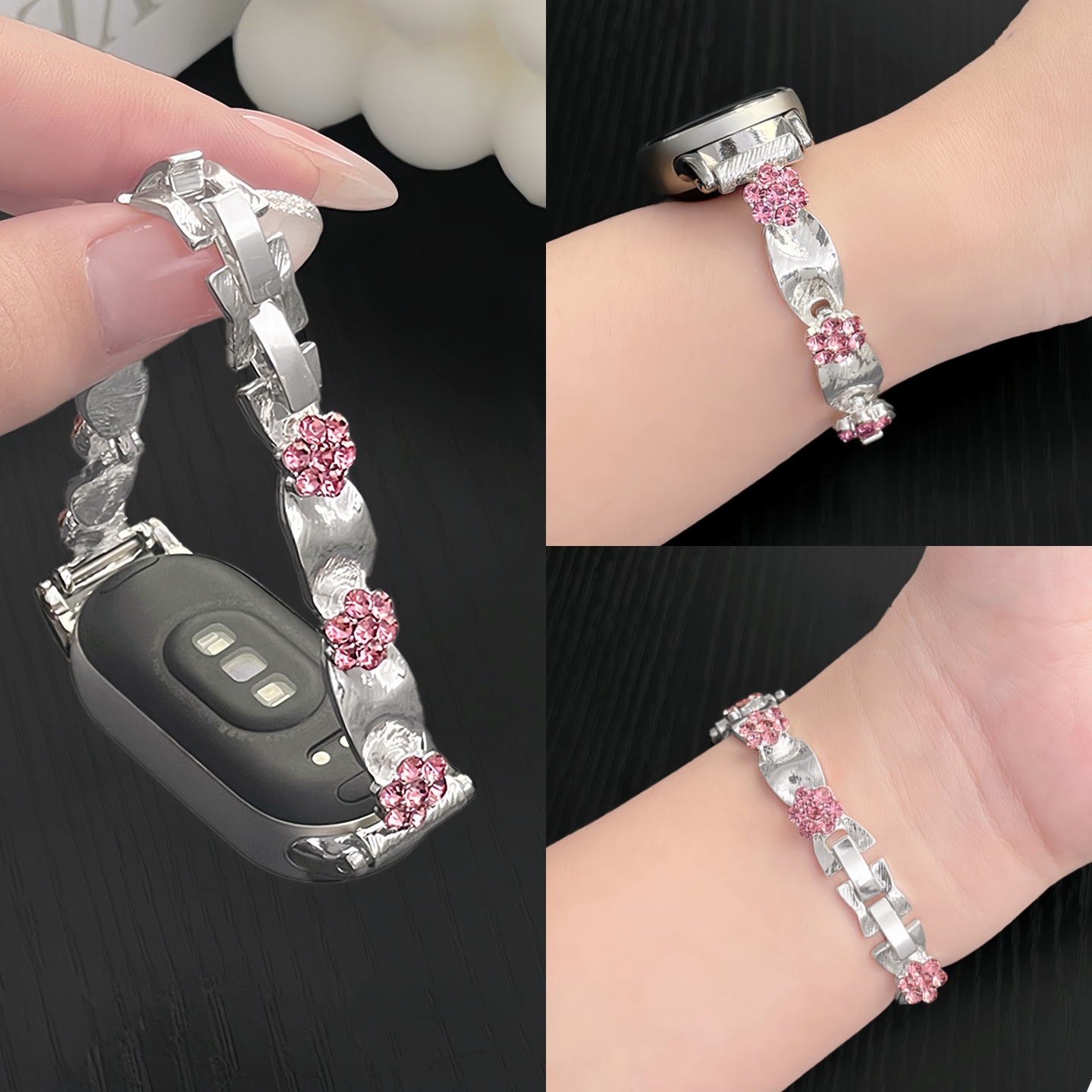 云顶适用小米手环丝绸花手链表带