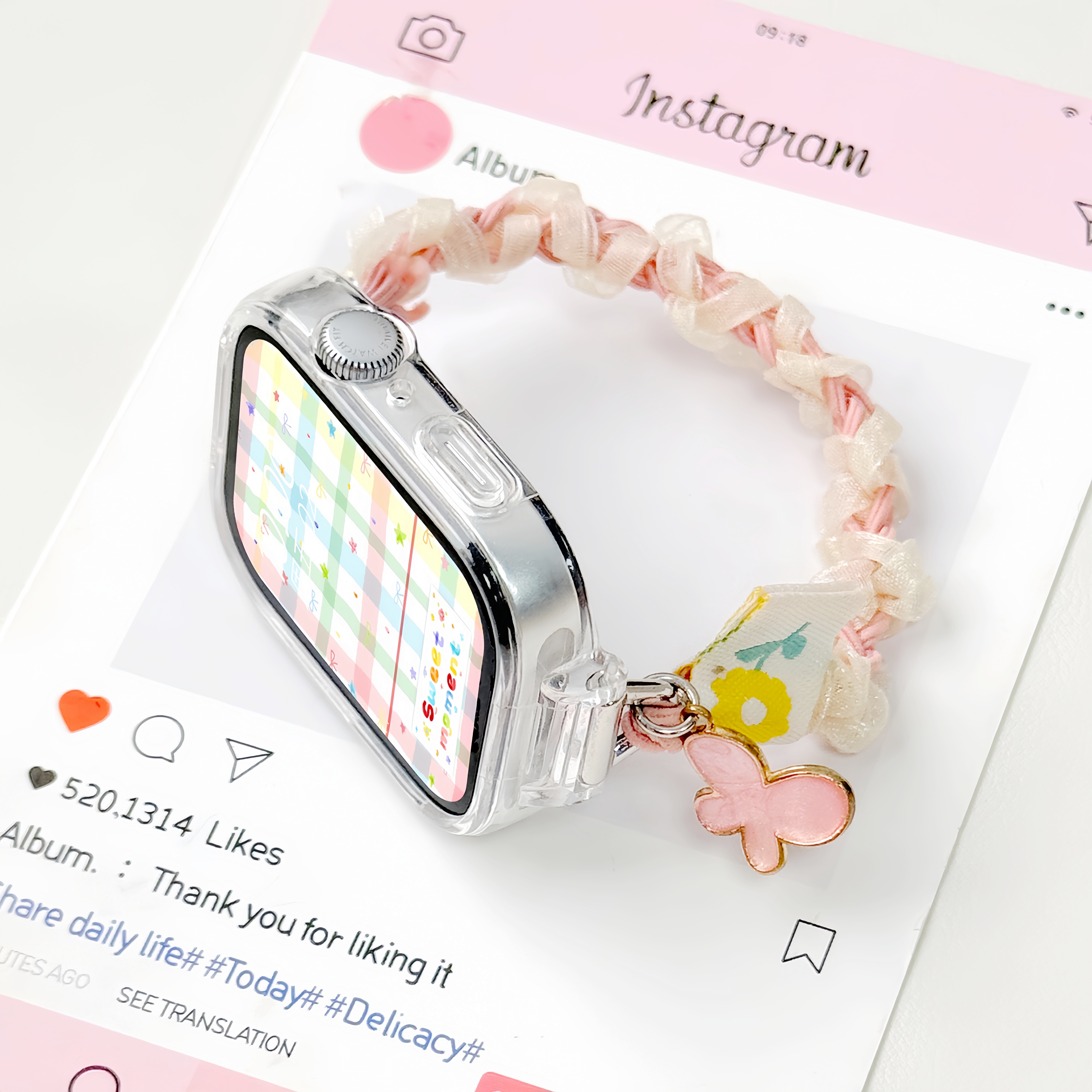 云顶适用苹果iwatch蝴蝶手绳表带