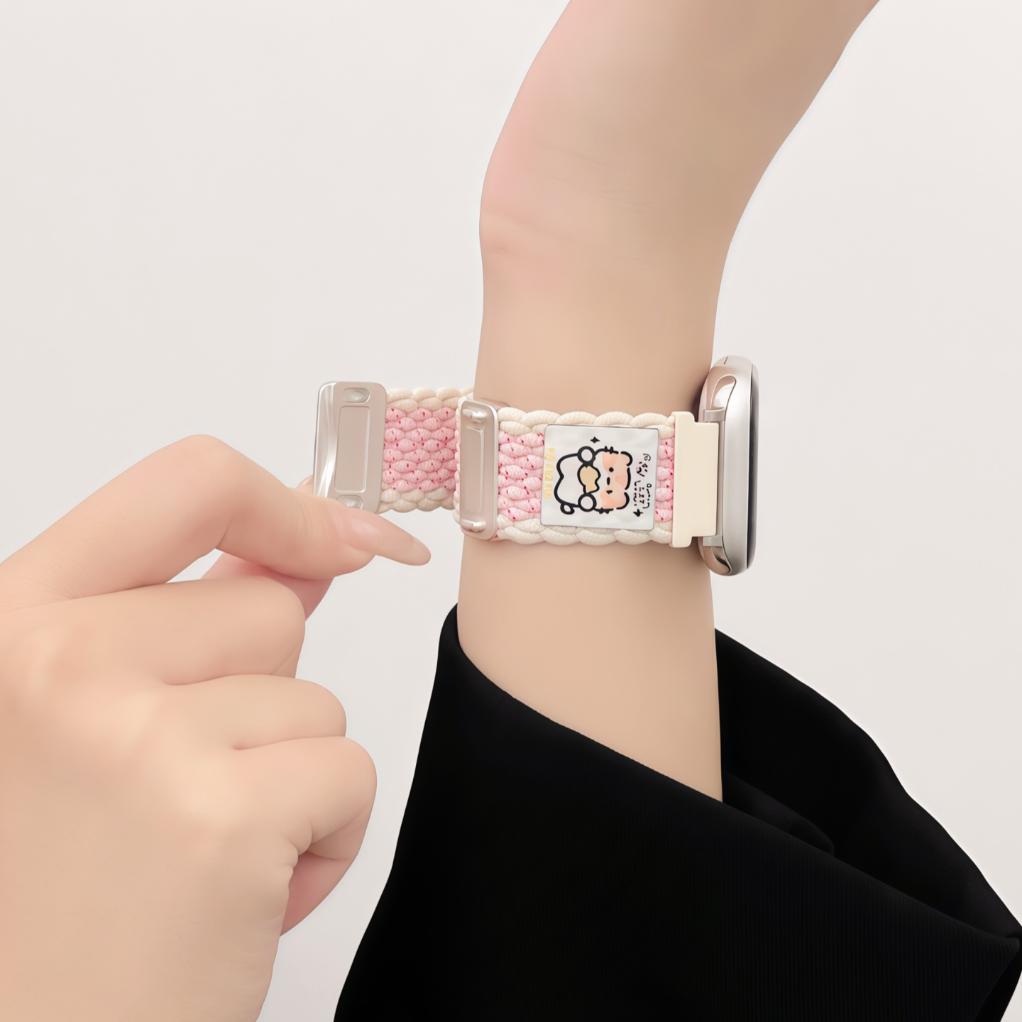 适用苹果iwatch可爱小猫编织表带