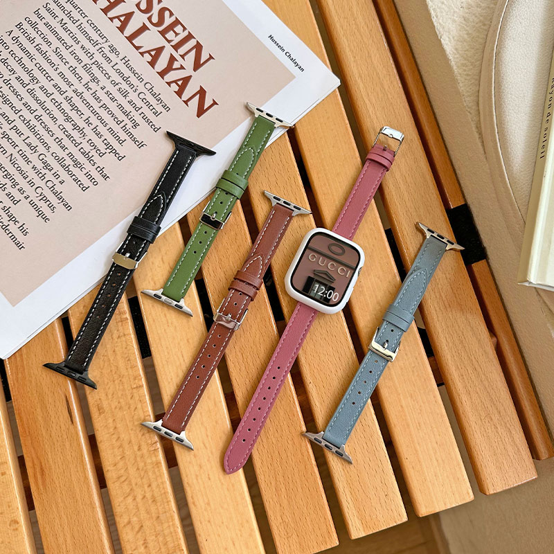 适用苹果S11手表S10表带秋冬高级感针扣款皮质iwatch9手表s8新款S7创意s6小众S5男女se3时尚applewatch替换带