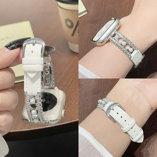 适用华为watch fit5表带新款花边珍珠拼皮华为fit4手表带高级感fit3智能运动腕带夏天fit5pro女生小众颜值