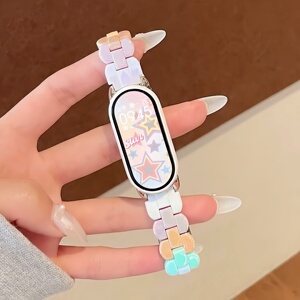 适用小米手环10表带9nfc版8代腕带新款炫彩糖果树脂表带智能运动5/6/7陶瓷版透气创意高级感男女替换带配件