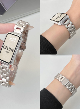 适用华为手环10表带9代8NFC腕带三珠款金属钢带荣耀9智能运动band7/6pro腕带个性潮男女高级金属替换带配件