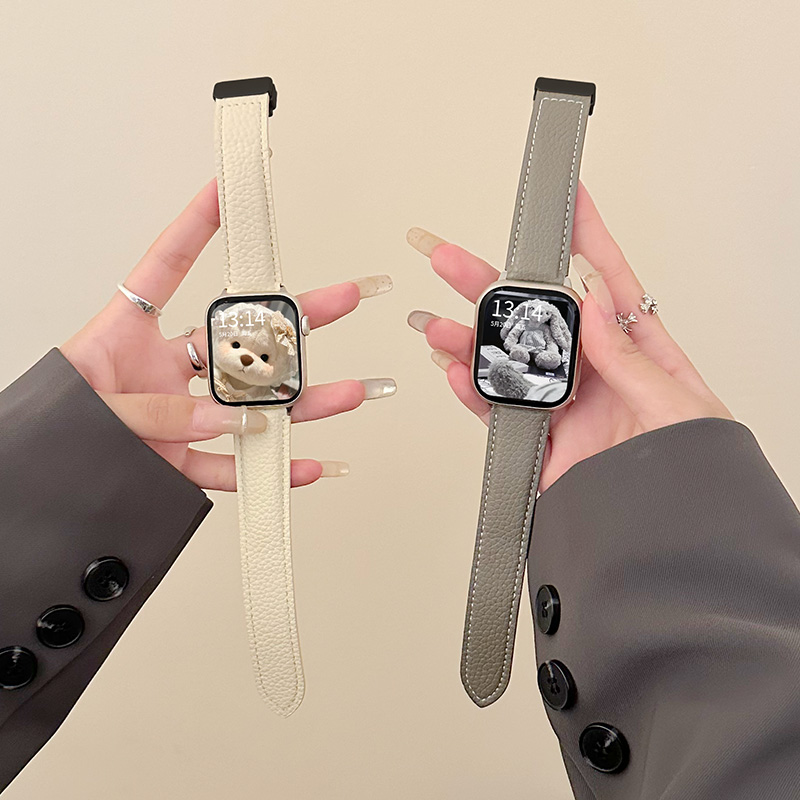 适用红米watch4表带新款荔枝纹磁吸扣腕带小米智能手表带红米手表edm