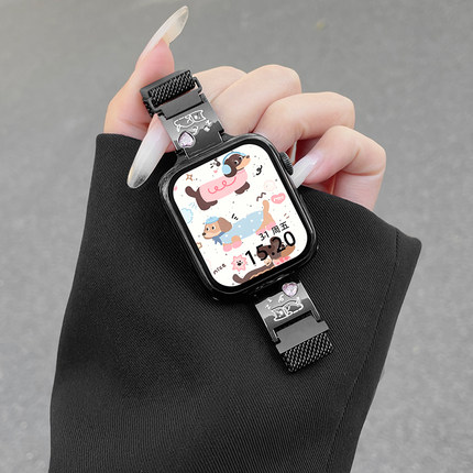 适用iwatch s10表带applewatch11手表S9米兰尼斯S8苹果手表表带8代7/6/5可爱小狗s10男女se3时尚替换带配件