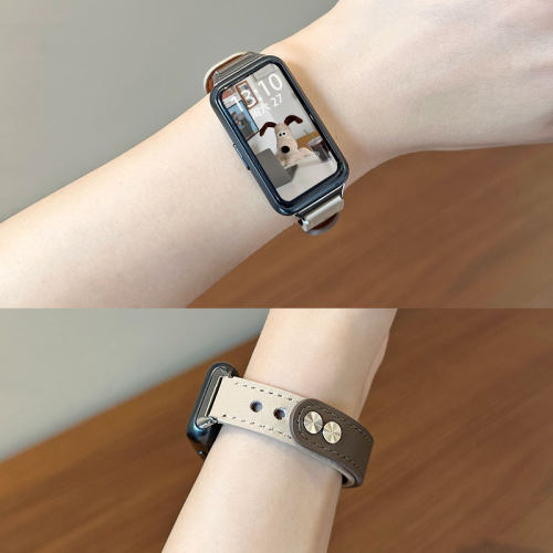 适用华为手环10表带双扣皮质腕带