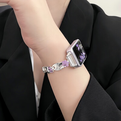 云顶适用keep手环丝绸贝壳花表链