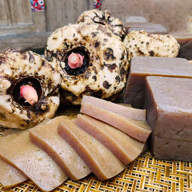 四川美食农家手工土魔芋大巴山特产新鲜现磨魔芋豆腐(灰菜)  2斤