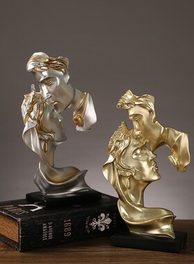 北欧创意人物一吻情深雕像工艺品摆件情侣树脂家居装饰品定情