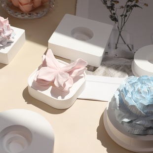 香薰蜡烛石膏烛台底托diy手工蜜蜡花烛台水晶球蜡烛硅胶底座