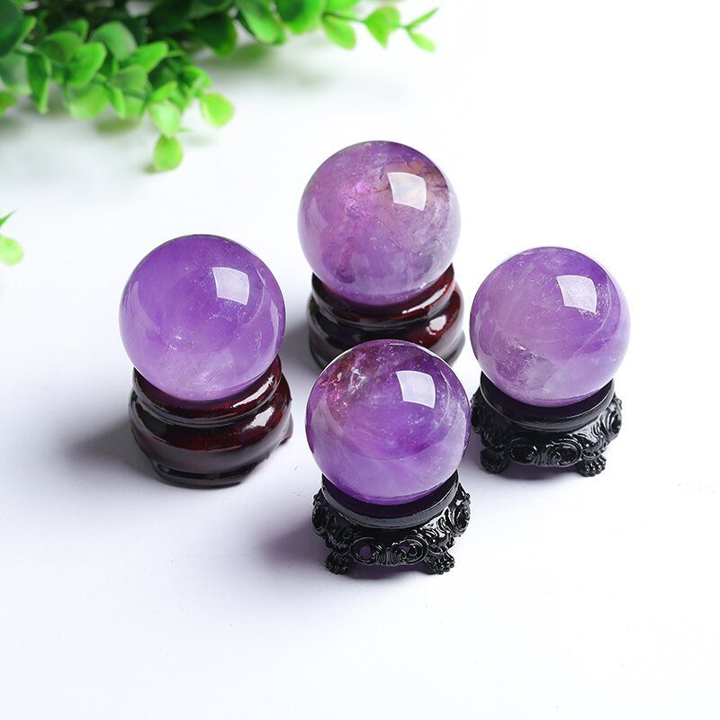 厂家直销天然巴西紫水晶球摆件原石手工打磨有球必应家居装饰