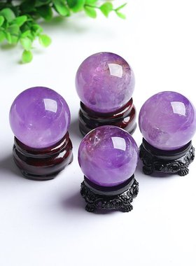 厂家直销天然巴西紫水晶球摆件原石手工打磨有球必应家居装饰