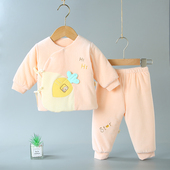 男女宝宝系带夹棉袄裤 加厚保暖款 分体和尚服 套装 新生婴儿棉衣冬季