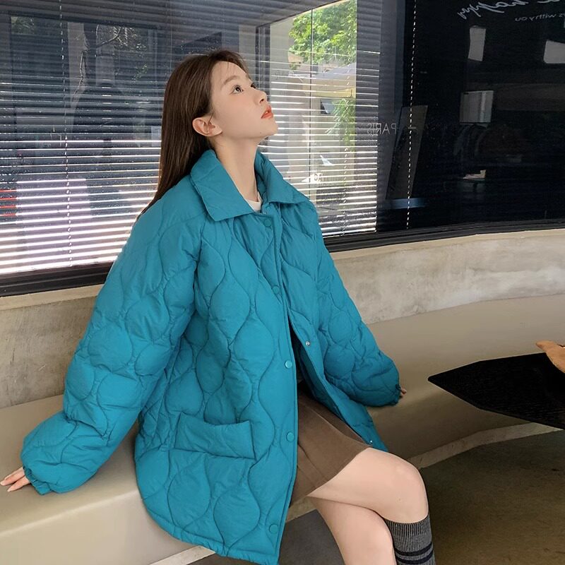 2026新款韩版轻薄棉服女宽松加厚菱格面包服秋冬外套棉服女