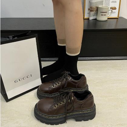 厚底增高学院风小皮鞋女2025春秋冬单鞋棕色日系休闲百搭JK乐福鞋