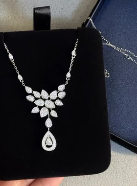 加冕水滴项链满钻流苏钻石锁骨链