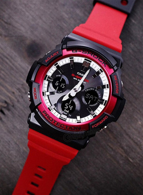 卡西欧手表男G-SHOCK硬碰硬红色太阳能GAS-100RB-1A