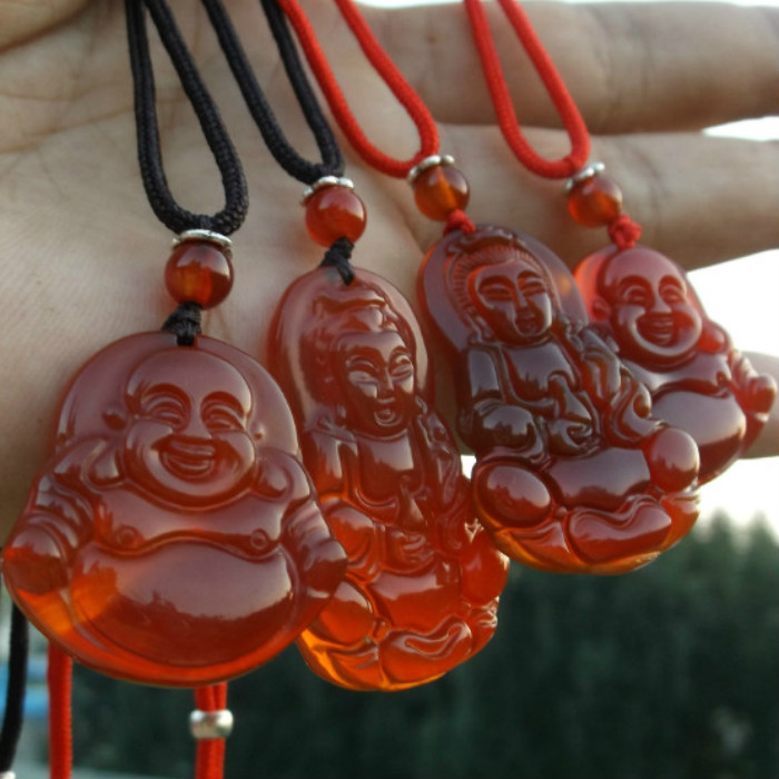 情侣饰品红玛瑙观音佛爷吊坠项链挂件包邮男女小号玉观音挂坠玉佛