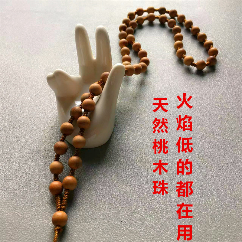天然老桃木圆珠项链绳长款挂件绳民族风吊坠配绳男女手工木珠玉线