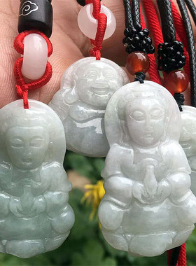 翡翠小佛公吊坠项链观音毛衣链