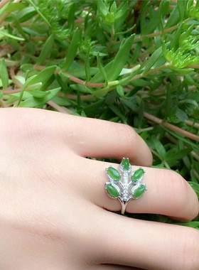 金枝玉叶菠菜绿开口戒指女款指环