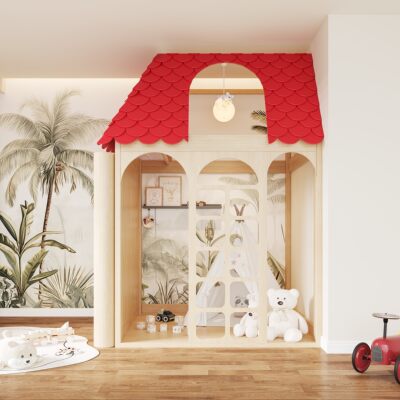 树屋定制全实木同宽上下双层隔断床一房变两房姐弟s型互不干扰床