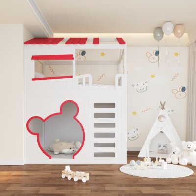 树屋定制小户型同宽上下双层隔断床一房变两房姐弟s型互不干扰床