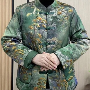 妈妈中国风轻薄盘扣薄款棉衣外套女中老年女装时尚减龄保暖小花袄