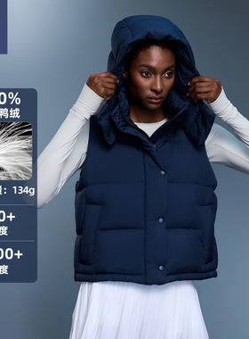 短款羽绒马甲90白鸭绒防风保暖连帽羽绒服坎肩外套女冬季D25143