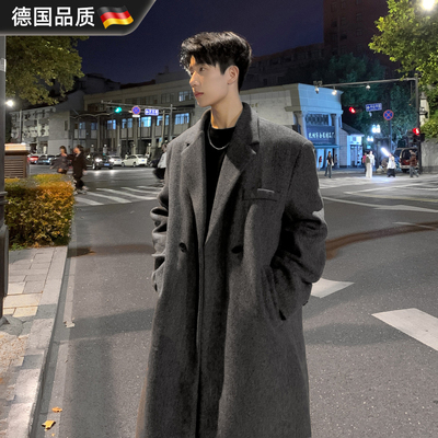 德国进口大衣男灰色秋冬季中长款