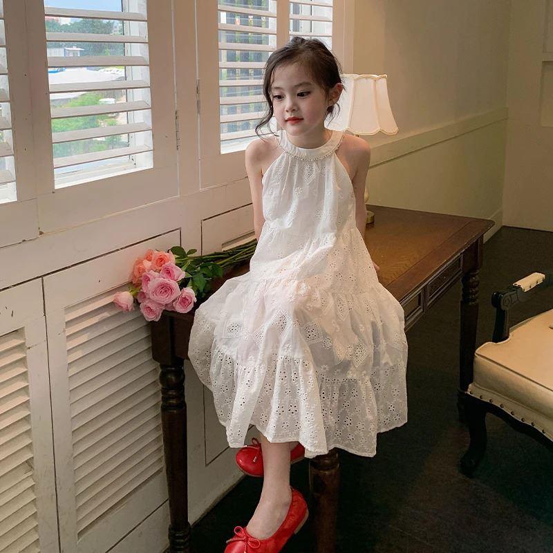 女童白色公主裙2025夏季新款儿童装裙子宝宝夏装长裙度假风连衣裙