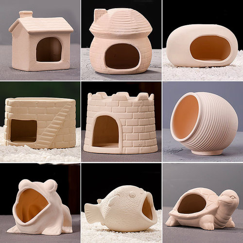 鱼缸造景陶罐鱼窝乌龟躲避屋