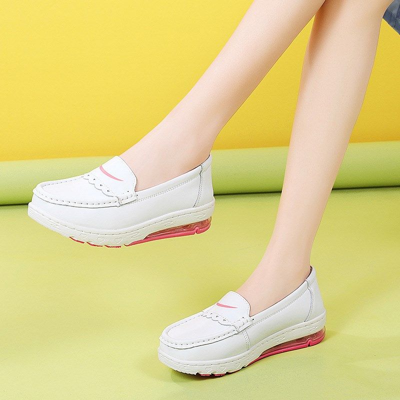 现货秋季冬女厚底气垫护士鞋软底透气舒适平底新款百搭工作白色鞋,女鞋,浅口单鞋,淘宝优惠券,粉丝福利购,淘宝优惠卷
