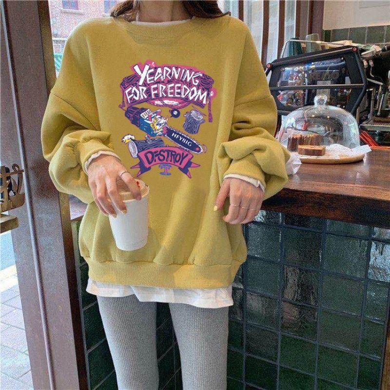 秋冬假两件卫衣女2025新款百搭BF风宽松长袖加绒上衣圆领潮流